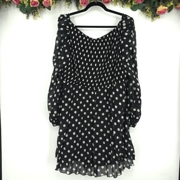ASOS Curve Design Long Sleeve Polka Dot Dress Size 18 NWT - Picture 2 of 15